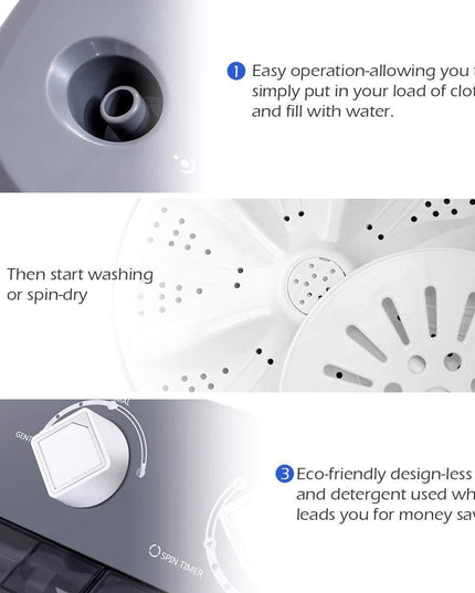 20Lbs Capacity (12Lbs Washing and 8Lbs Spinning), Compact Portable Washing Machine, Mini Laundry Washer for Apartment and Home - Giantexus