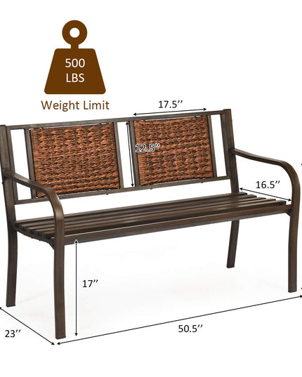Giantex Patio Garden Bench Heavy-Duty Ergonomic Loveseat W/Powder Coated Steel Frame