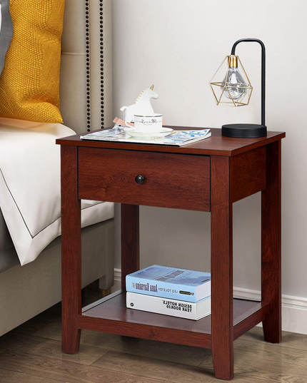 Table d'appoint contemporaine Giantex Espresso (1)