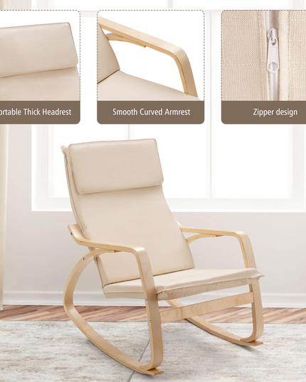 Giantex Stable Wooden Frame Relaxing Modern Leisure Armchair Suitable for Living Room, Bedroom, Balcony, Nursery Room