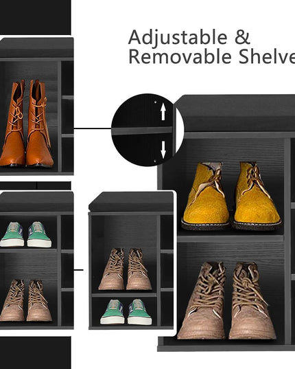 Giantex Shoe Storage Bench with Cushion, Entryway Shoe Rack Bench