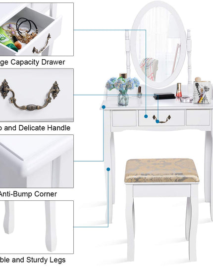 Giantex White Large Bedroom Vanities w/Drawer
