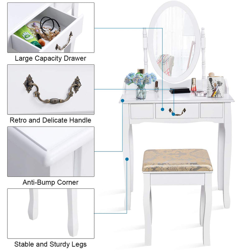 Giantex White Large Bedroom Vanities w/Drawer