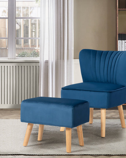 Velvet Accent Chair with Ottoman for Living Reading Room Bedroom - Giantexus