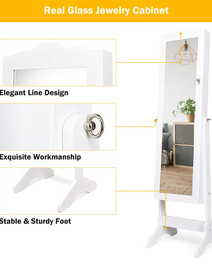 Jewelry Cabinet Armoire Lockable with Mirror - Giantex