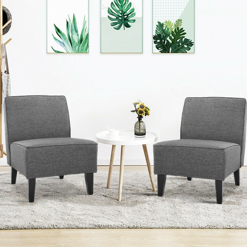 Thick Armless Accent Chair, Fabric Upholstered Slipper Chair - Giantexus