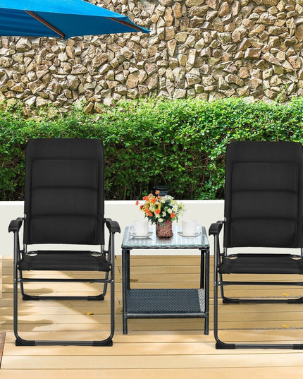 Set of 2 Patio Chairs, Folding Chairs with Adjustable Backrest