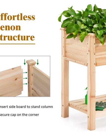 Outdoor Planter Box W/Shelf for Garden Patio Backyard