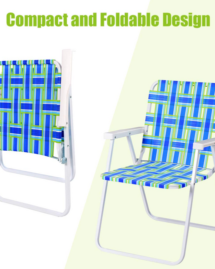 Giantex Folding Lawn Chairs Set of 6 Outdoor Portable Beach Chair W/Stable Steel Frame