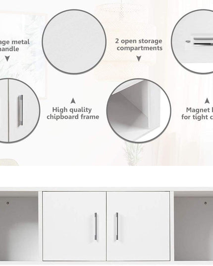 Giantex Wall Mounted Storage Cabinet and Floating Computer Desk Set W/Storage Shelves for Living Room