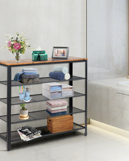 5-Tier Shoe Rack, Industrial Metal Shoe Storage Organizer - Giantexus