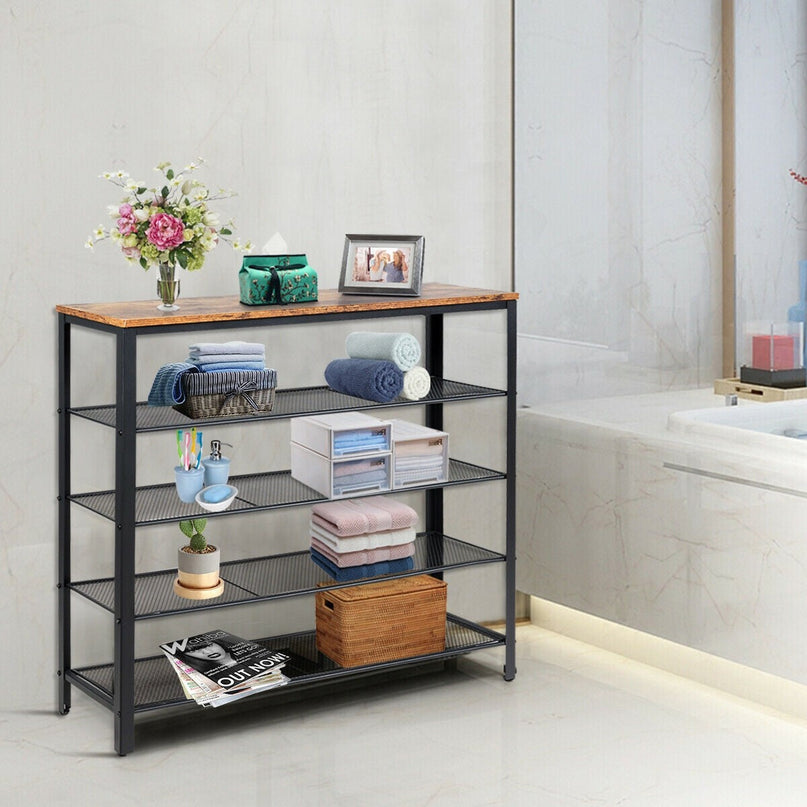 5-Tier Shoe Rack, Industrial Metal Shoe Storage Organizer - Giantexus