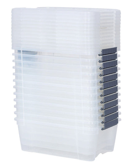 Giantex 12 Pack Storage Box Storage Tote Boxes W/Clear Lid 12.7 Quart