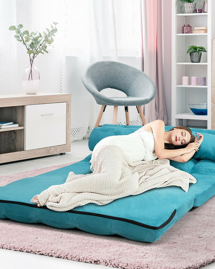 Adjustable Floor Sofa, Foldable Lazy Sofa Sleeper Bed 6-Position Adjustable,2 Pillows - Giantexus