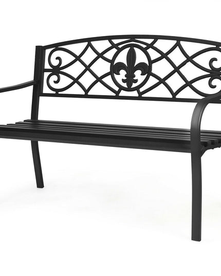Giantex 50inch Patio Garden Bench,Outdoor Loveseat with Pattern Backrest
