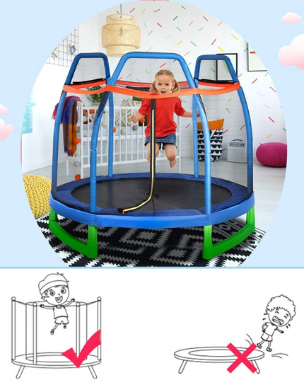 Giantex 7 Ft Kids Trampoline w/Safety Enclosure Net