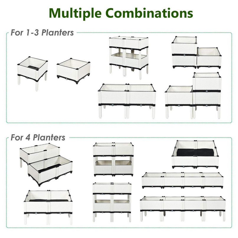 Set of 4 Raised Garden Bed Kits