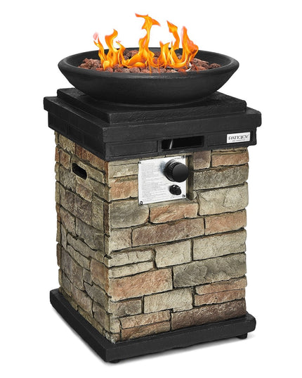 Firebowl Column, 40,000 BTU Outdoor Gas Fire Pit - Giantex
