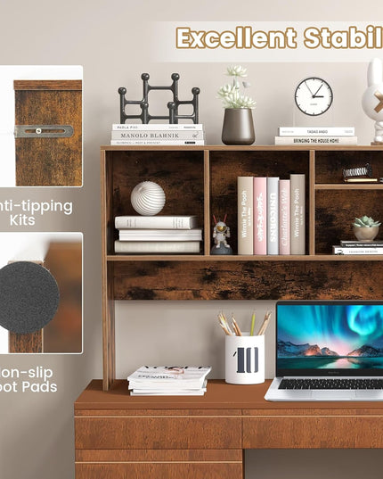 Giantex Desktop Bookshelf, Countertop Storage Hutch with 4 Shelves for Computer Desk, Dressing Tabletop Display Rack