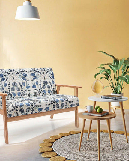 Giantex Mid-Century Wooden Loveseat, Upholstered Wooden Lounge Accent Chair - Giantexus
