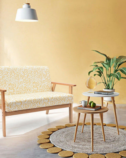 Giantex Mid-Century Wooden Loveseat, Upholstered Wooden Lounge Accent Chair - Giantexus