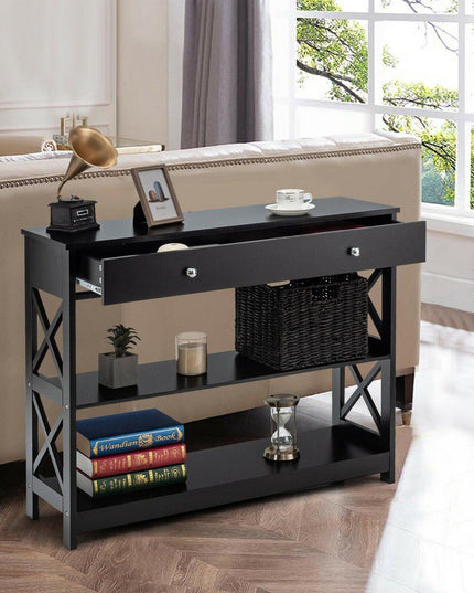 3-Tier Console Table with Drawers - Giantexus