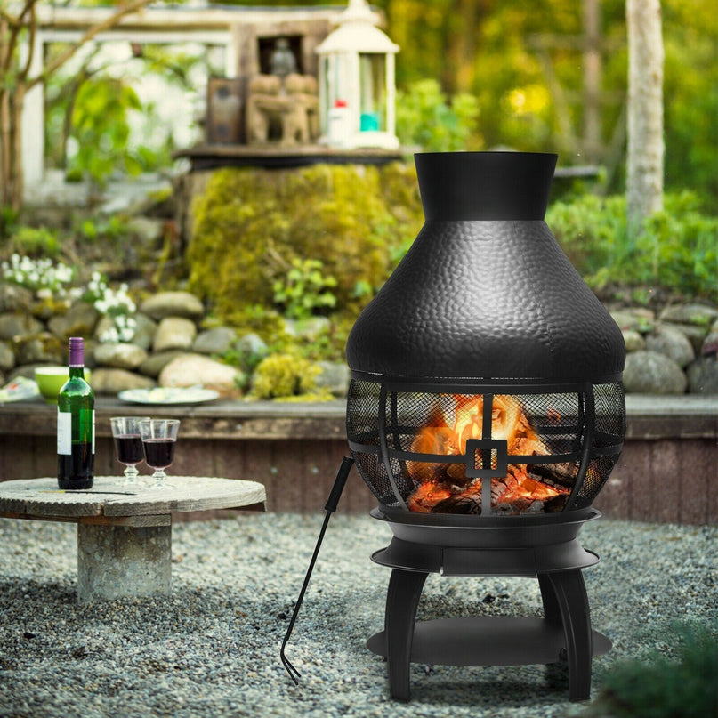 Wood Burning Chiminea, Heavy Duty Fireplace Wooden Chiminea Fire Pit