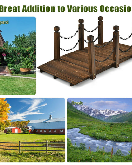 Giantex 5 ft Wooden Garden Bridge