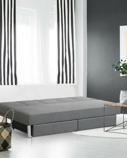 3-Seat Convertible Sofa Bed,Long Sofa w/ 2 Large Drawers, Ergonomic Sleeper w/ 3 Adjustable Angles - Giantexus