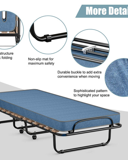Rollaway Guest Bed W/Foam Mattress