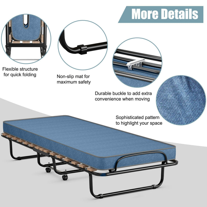 Rollaway Guest Bed W/Foam Mattress