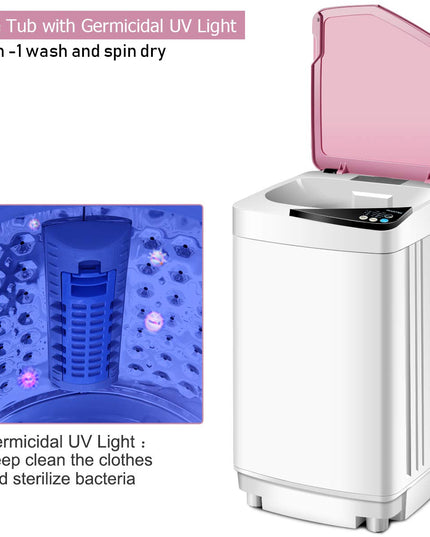 7.7 lbs Compact Full-Automatic Laundry Washing Machine (Pink)