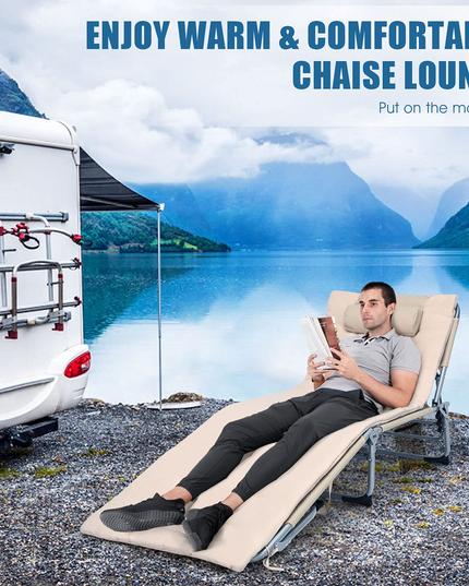 Giantex Lounge Chair Chaise Lounger, Beach Recliner with Mattress