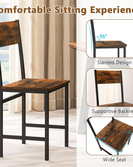 Giantex Dining Chairs Set, Industrial Kitchen Chairs with Metal Legs, Slanted Back