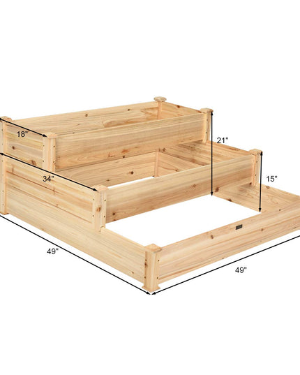 3 Tier Raised Garden Bed, 49'' x 49'' x 22"  (L x W x H)