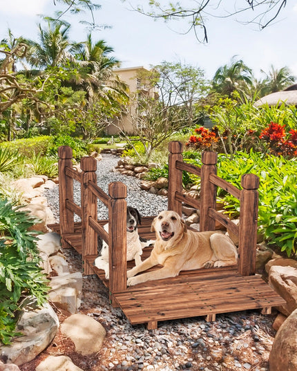 Giantex 5 Ft Wooden Garden Bridge, Stained Wood/Natural Wood  Garden Bridge