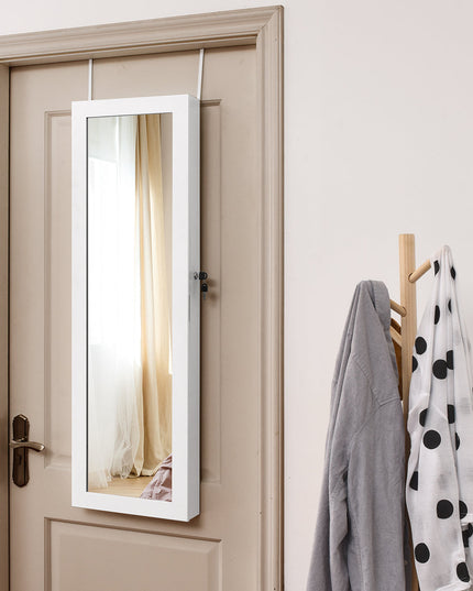 15 LEDs Wall Door Mounted Jewelry Armoire with Mirror - Giantex