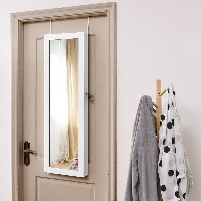 15 LEDs Wall Door Mounted Jewelry Armoire with Mirror - Giantex