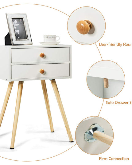 Giantex Nightstand W/2 Drawers for Bedroom