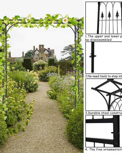 Giantex Metal Garden Arch, Wedding Arbor for Ceremony, Pergola Arbor Garden Trellis for Various Climbing Plant