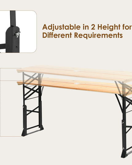 Giantex Folding Picnic Table, Wood Outdoor Table with Umbrella Hole