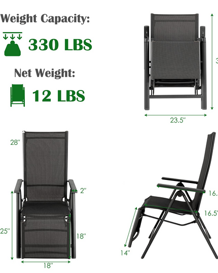 Giantex Reclining Patio Chairs Folding Lounge Chair