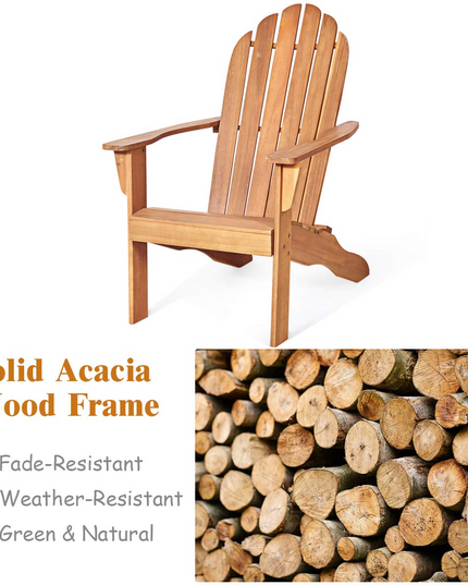 Giantex Adirondack Chairs and Table Set 3PCS Wooden W/Two Lounger Chairs and One Side Table for Yard, Patio, Garden, Poolside and Balcony