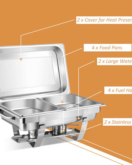 Giantex 2 Packs Chafing Dish 9 Quart Chafer Dishes Buffet Set