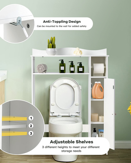 Giantex Over-The-Toilet Storage Rack, Bathroom Freestanding Space Saver with 1-Door Side Storage Cabinet