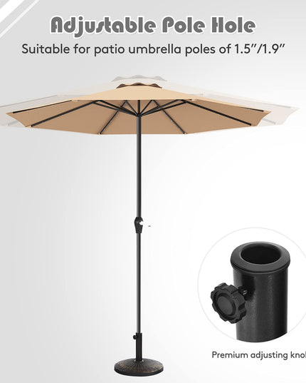 Giantex Round Patio Umbrella Base for 1.5" or 1.9" Diameter Pole, 27 lbs Heavy-Duty Resin Outdoor Umbrella Stand