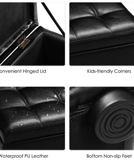 Giantex 16'' Cube Ottoman Pouffe Storage Box Lounge Seat Footstools W/ Hinge Top and Bottom