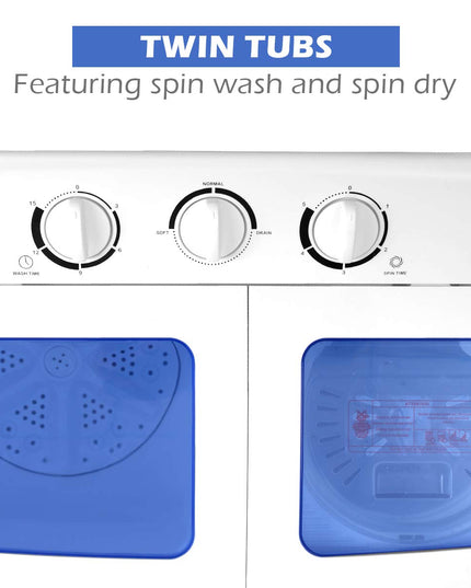 20 lbs Washer Spain Spinner Portable Washing Machine, Blue+ White