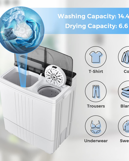 Compact Mini Laundry Washer for Apartment and Home (White & Gray)