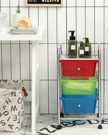 Giantex Rolling Cart with Drawers, Craft Organizer with Wheels, 3 Drawer Storage Container Bins